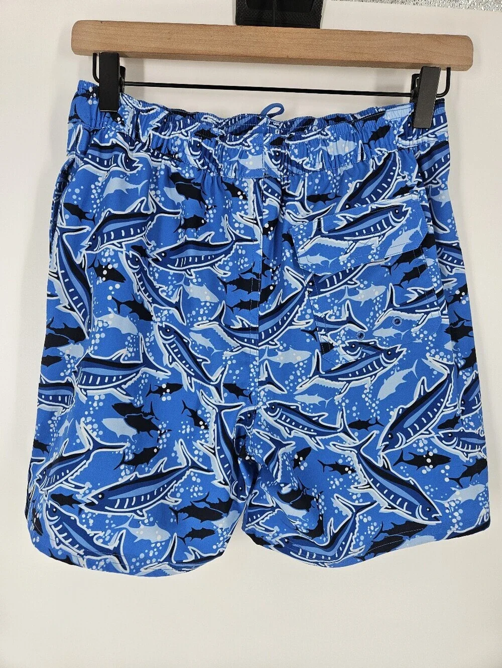 Vineyard Vines Boys' Blue Printed Chappy Swim Trunks In Tide Blue Fishing